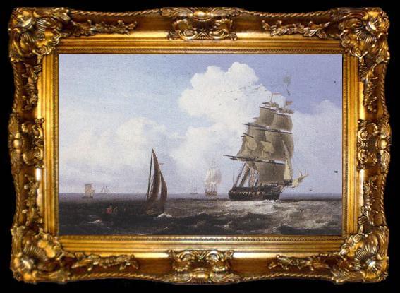 framed  Attributed to john wilson carmichael Shipping off Scarborough (mk37), ta009-2